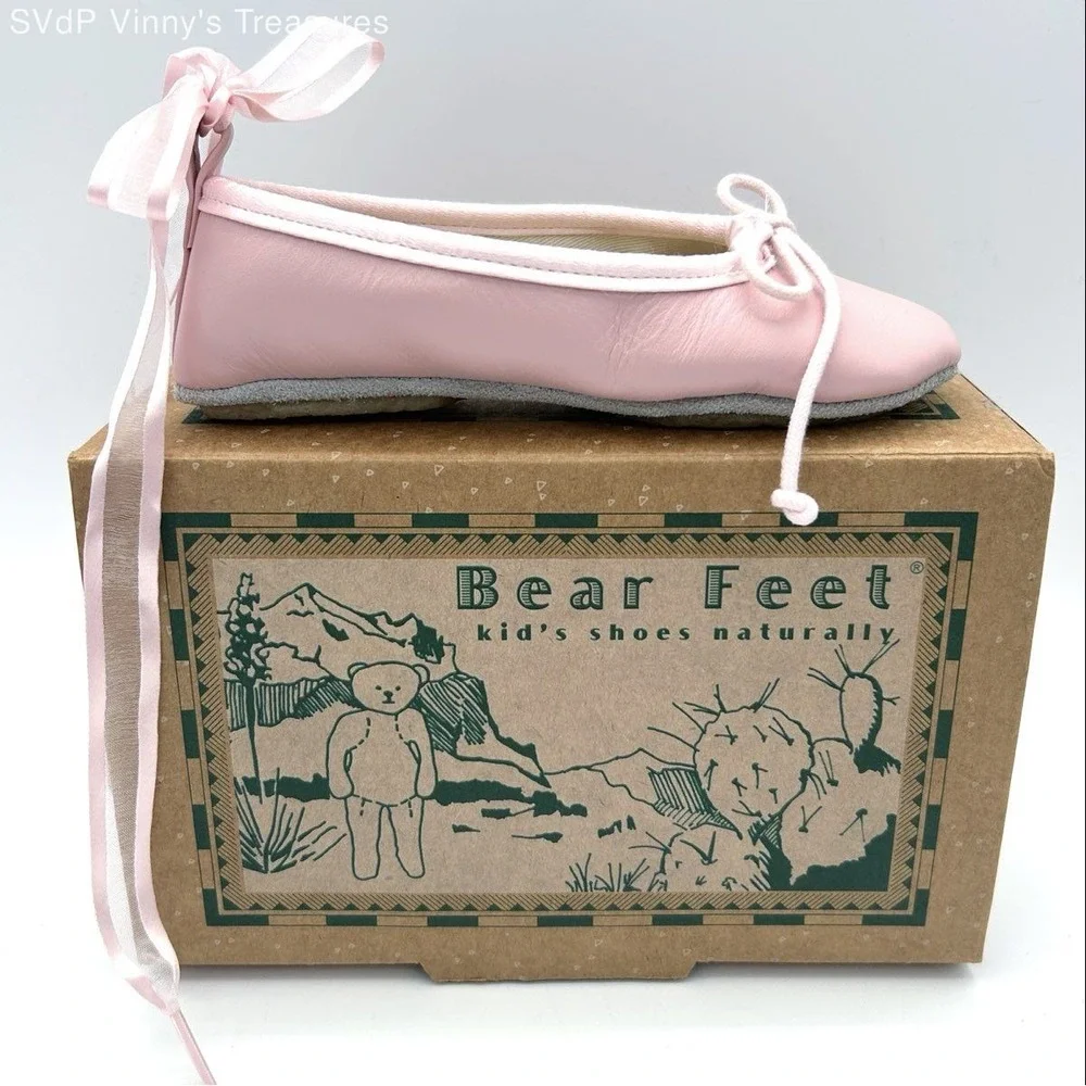 Bear Feet Pink Leather Ballerina Kids Shoes Size 9 Made in USA DSWB